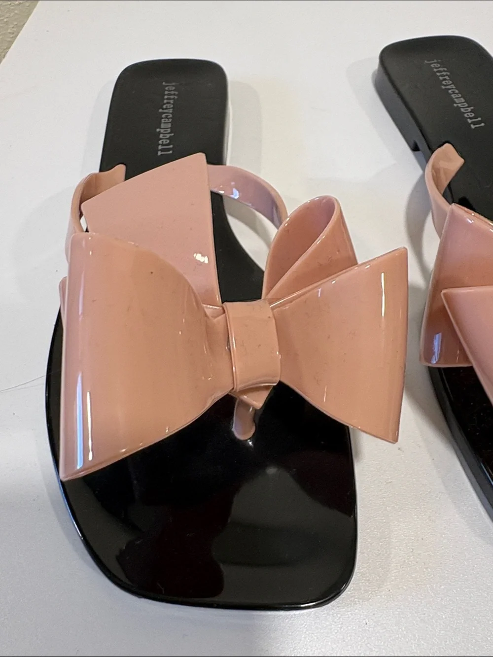 Jeffrey Campbell Nude Pink Bow Jelly Slide Sandals - Women